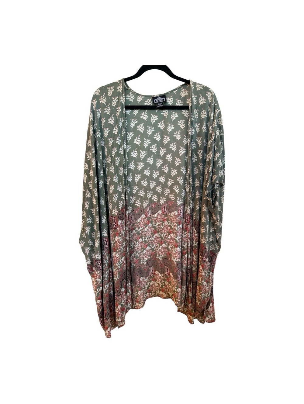 Angie Green Long Boho Duster Sz.M - Picture 2 of 6